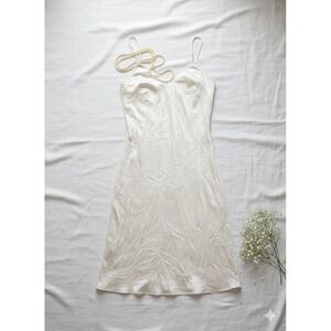 Cabernet Vtg‎ Ivory Night Gown Sleep Slip Dress Satin Polyester Sz 38 32" / 44